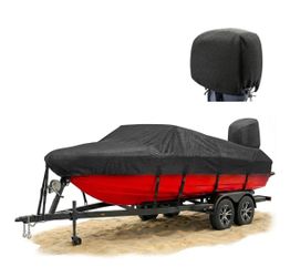 FOCEAN 1200D Boat Covers 16-18ft, Waterproof Heavy Duty Marine Tarp Black Cover