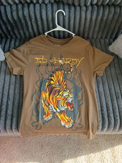 Ed Hardy Tiger Graphic Mocha Jersey T-Shirt