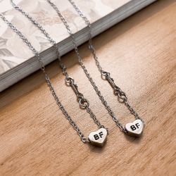 Best Friend “BF” Simple Friendship Necklace in Silver