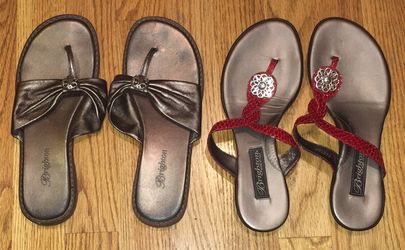 2 PAIRS OF BRIGHTON SANDALS SIZE 6 1/2