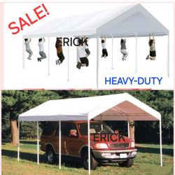 Canopy Party Tent, 10x20ft Heavy Duty Portable Garage, Car Port with Storage Shed, Car Canopy with All-Season Tarp for Car, Truck, Boat, Party, White