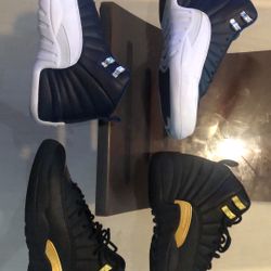Jordan 12s Navy And White,  Black And Gold  Both Are 6y  $ 55ea