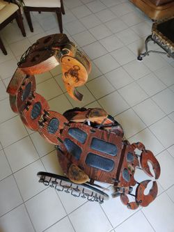 Rustic antique art Scorpion wooden wheelchair cnc engraved 28K volts stingray stinger 42Lx27Wx58H woodworking bug