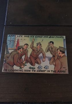 Vintage linen World War II Humour postcard