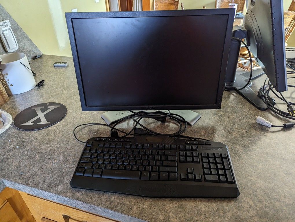 Dell 20" Monitor And 110% Redragon Keyboard Combo (Comes With Any Cable You Need)