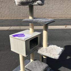 All in one cat tree scratcher and bed.
