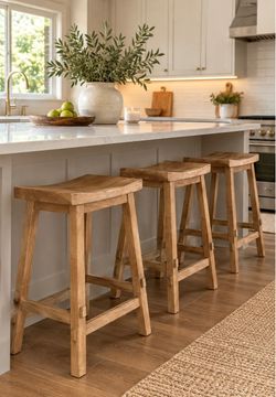 NEW Threshold Halifax 29” Farmhouse Wood Barstool – Natural Wood - unassembled