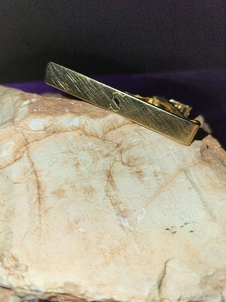 S Inital Tie Clip Goldtone 