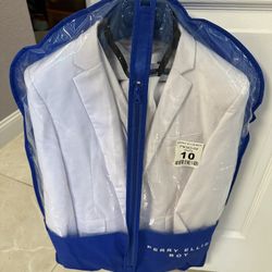 Like New Size 10 Perry Ellis White Boys Dress Suit With Dress Shirt
