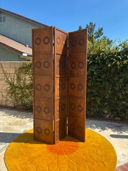 Vintage Mid Century Modern Walnut Mirrored 3 panel room divider