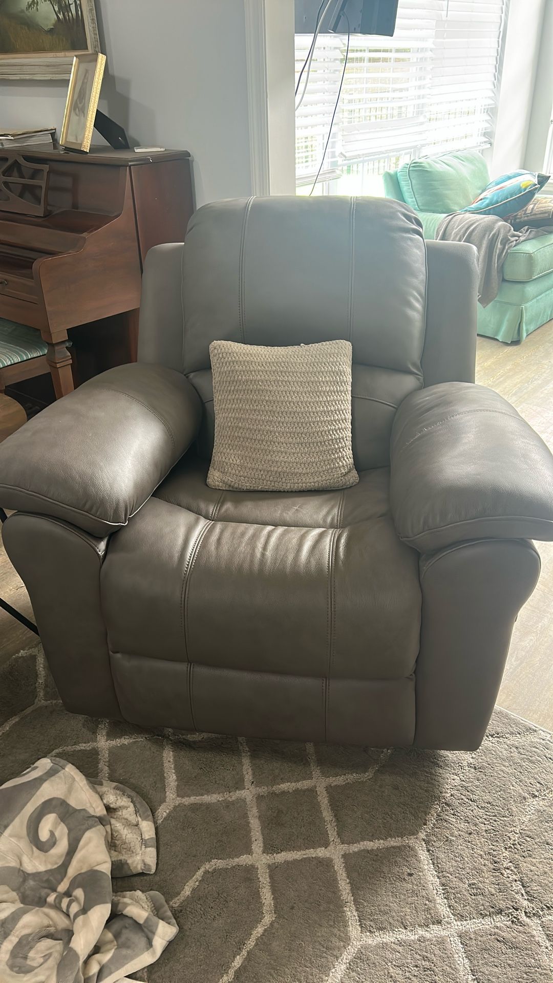 Grey Leather Recliner