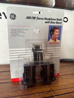 NOS Sealed GE AM/FM Stereo Headphone Radio w/ Bass Boost – Vintage 80s/90s