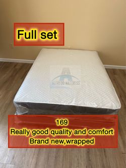NEW FULL SIZE 54x75” MATTRESS AND BOX SPRING-2pcs