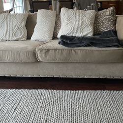 Taupe Velvet Couch -Deep Seats