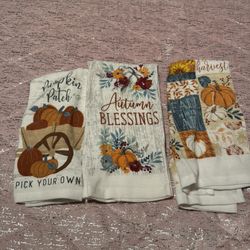 NWOT Lot Of 3 100% Cotton Fall Hand Towels 