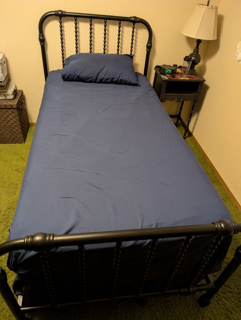 Serta Perfect Sleeper Elkins II Twin Plush Top Mattress, Bed Frame, And Sheet Set