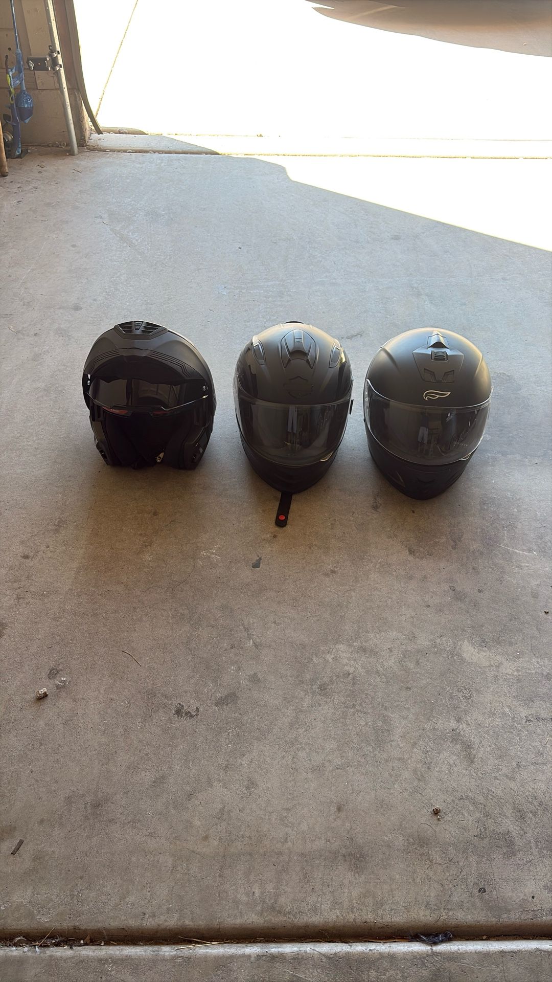 Full face motorcycle helmets, two large, one medium $50 Each