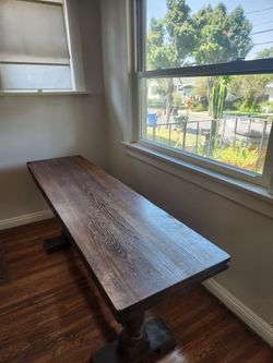 Dark Wood Farmhouse Trestle Dining Table