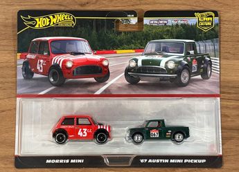 Hot Wheels Premium 2-Pack Morris Mini & ‘67 Austin Mini Pickup Brand New