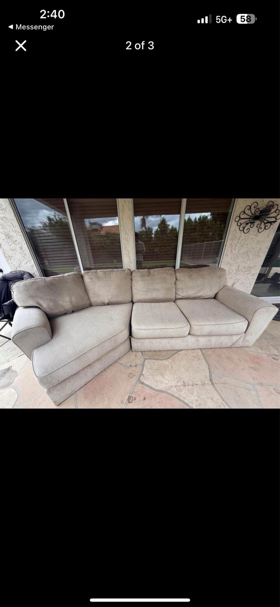 excellent Use Condition, Sectional, Couch, Steam Clean $100 . Sold As Is