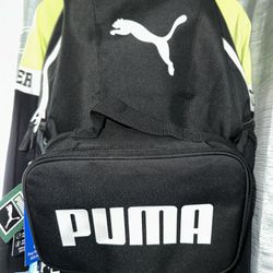 PUMA Backpack w/ Detachable Front Logo Pouch ~ Black w/ White Logo Design