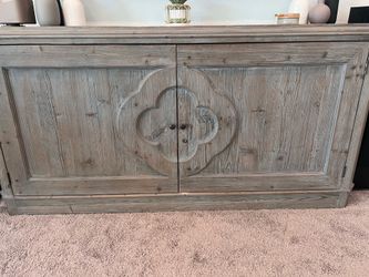 Grey-Washed Solid Wood Side or Media Cabinet