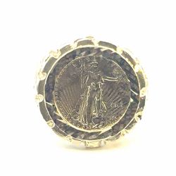 Men’s 10k Yellow Gold American Eagle Copy Coin Style Nugget Ring Size 10 GP3130280