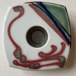 Modern Art Pottery Metal Frog Flower Plant Vase Abstract Signed Collectible