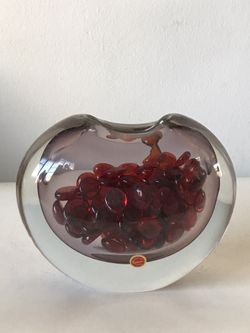 VINTAGE ITALIAN MURANO GLASS VASE -SIGNED- ITALY SEGUSO VENINI FRATELLI MODERN
