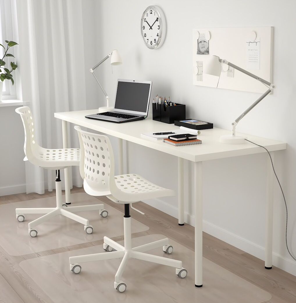 All white double desk