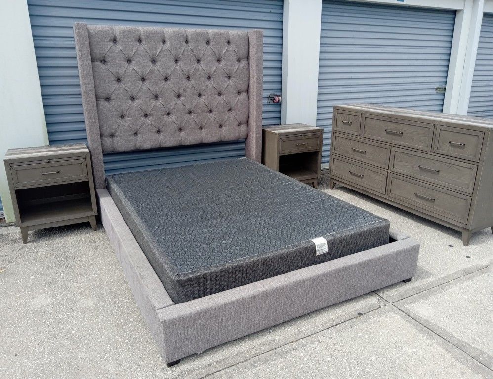 Gray Queen Bedroom Furniture Dresser Set 