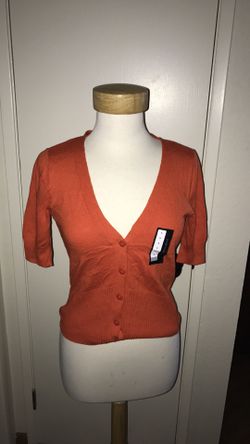 New Worthington orange cardigan sweater small