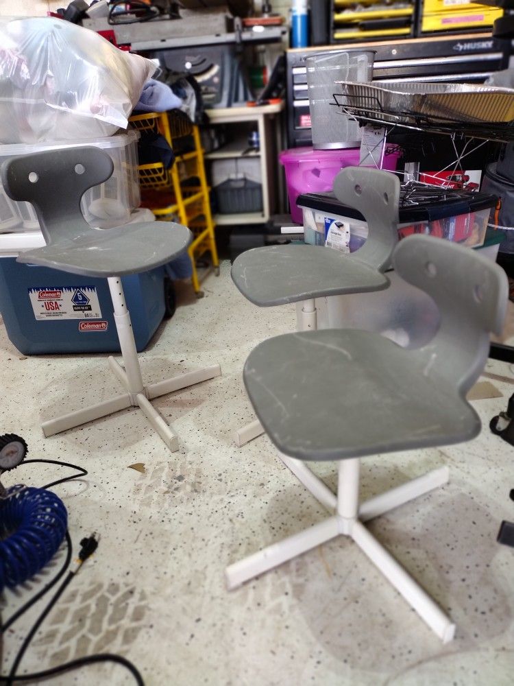 Three Small Compact Gray Stools Children's Size
