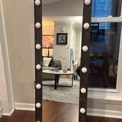 Brand New Full Length Mirror with LED Lights, Floor Standing/Wall-Mounted Dimmable with 3 Color Lighting Options and Adjustable Brightness, Body Mirro