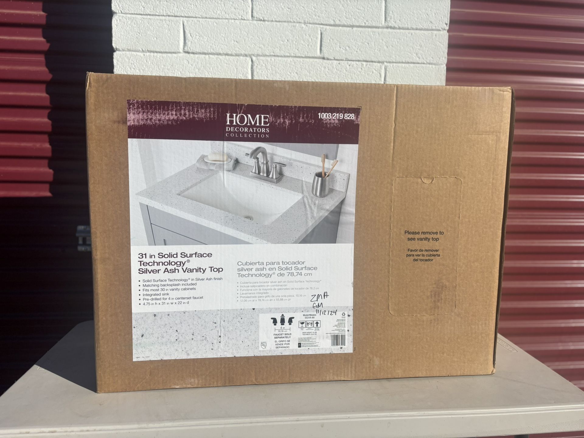 Home Decorators Collection 31 “ Solid surface Technology Silver Ash Vanity Top