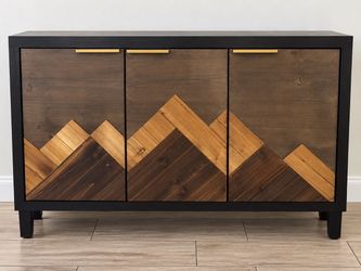 Modern Wood Buffet / Sideboard with Mountain Design