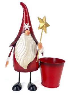 New!  13” Tall Christmas Gnome Statue W/Bucket $20 (#C-125)