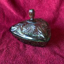 Mid Century Modern Green Glass Candy Dish