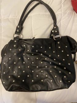Black medium handbag with silver rhinestone