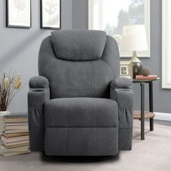 New Recliners Chairs Sofa, Chair with Heating and Massage Function with Huge Headrest and Thick Armrest, living room furniture Fabric New in box T LR