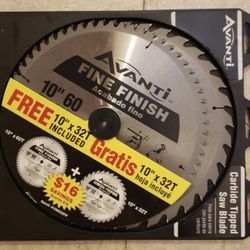 Avanti Carbide Tipped 10" Saw Blades (10"x 60T & 10" x 32T) 