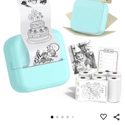 Sticker Maker - Pocket Inkless Thermal Printer, MO2L Bluetooth Sticker Maker Machine,Mini Printer with 6 Rolls Non-Adhesive Paper, Gift for Birthday, 