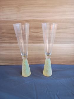 Glitter Stem Champagne Flutes - Set of 2