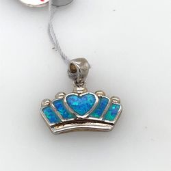 925 Silver Crown Synthetic Opal Pendant 1.60g 154403/7