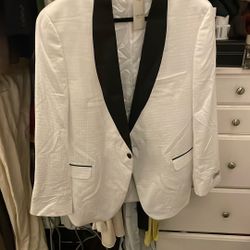 Mens White Tuxedo Jacket 46 Long 46l XL