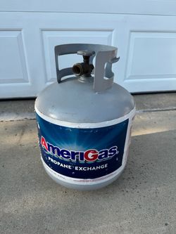 AmeriGas Propane Tank Exchange cylinder, which is a standard steel 20-pound propane tank. Empty