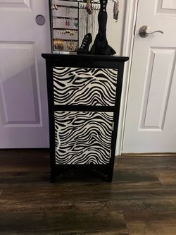 Y2K Zebra Print Cabinet / Accent Nightstand