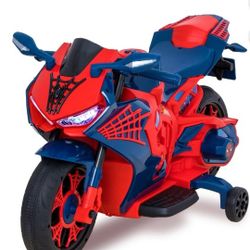 Spiderman 6V Motorcycle Ride On, for Kids, Ages 3+, Rechargeable Battery, up to 65lbs