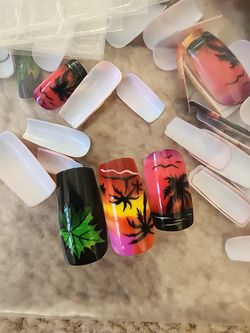 Brand New Tropical Themed Stick on Nails