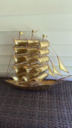 Metal Art ship with sails,  nautical